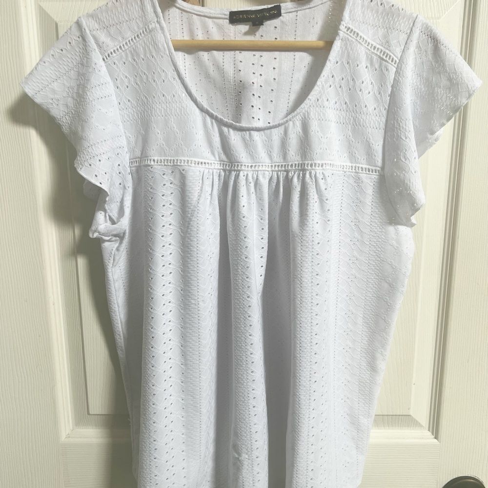 Adrienne Vittadini White Eyelet Top